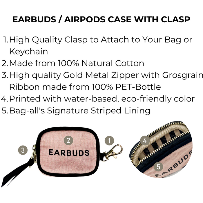 Bag-All - Earbuds/Airpods Case With Clasp, Pink/Blush