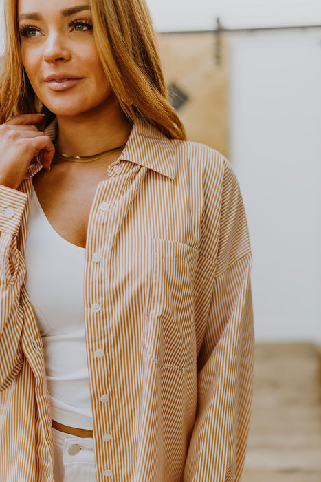 Zenana Easy On The Eyes Striped Button Up