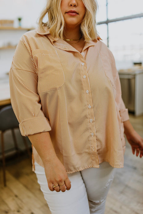 Zenana Easy On The Eyes Striped Button Up