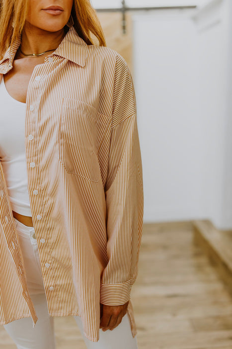 Zenana Easy On The Eyes Striped Button Up