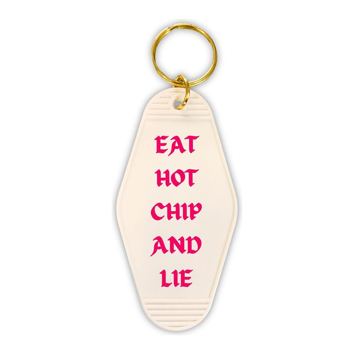 The Bullish Store - Eat Hot Chip And Lie Motel Style Keychain In White