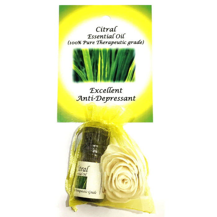 Citral Essential Oil with Beautiful Diffuser Flower 5ml by Peacefful Intentions