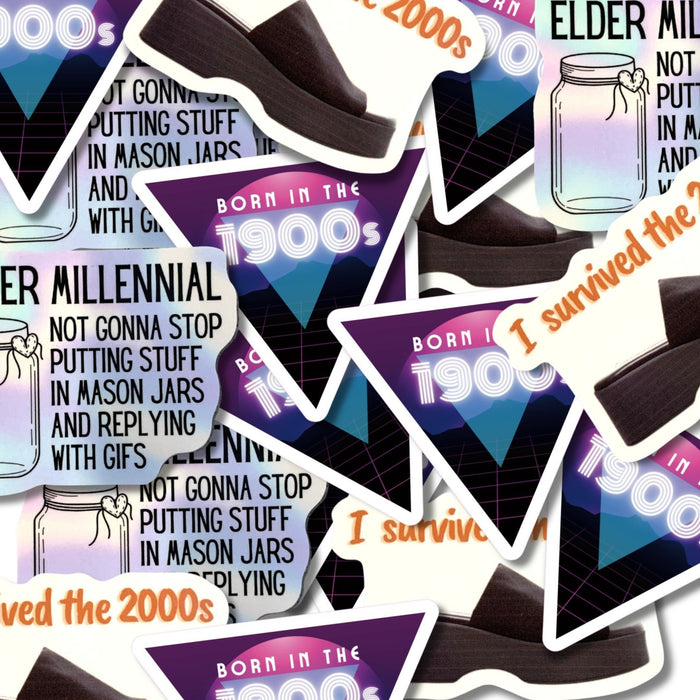 The Bullish Store - Elder Millennial Bundle Sticker | Laptop Phone Water Bottle Vinyl Decals | 3 Pack