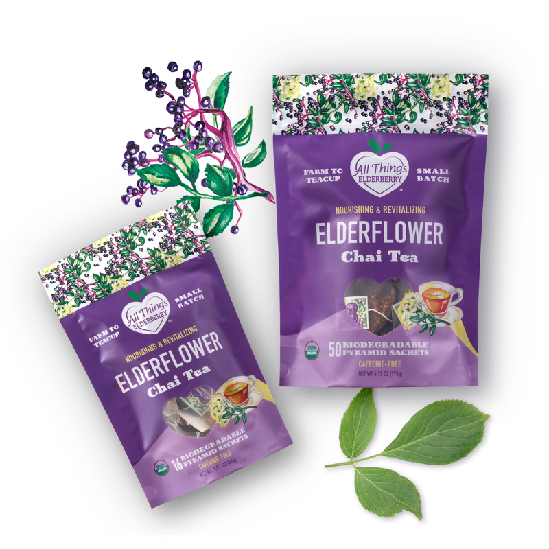All Things Elderberry Elderflower Chai Herbal Tea
