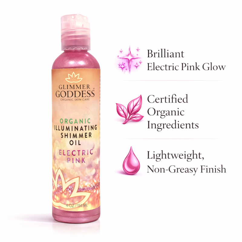 Glimmer Goddess® Organic Skin Care Organic Shimmer Body Oil for a Soft, Non-Greasy Body Glow Shimmer