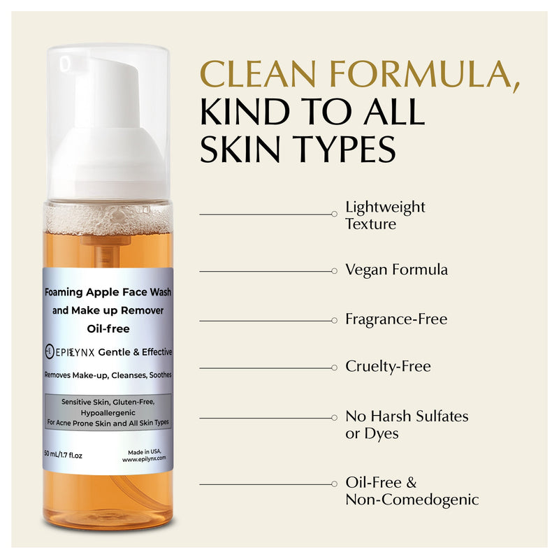 EpiLynx Gentle Foaming Facial Cleanser – Aloe, Apple & Ashwagandha for All Skin Types Face Cleanser