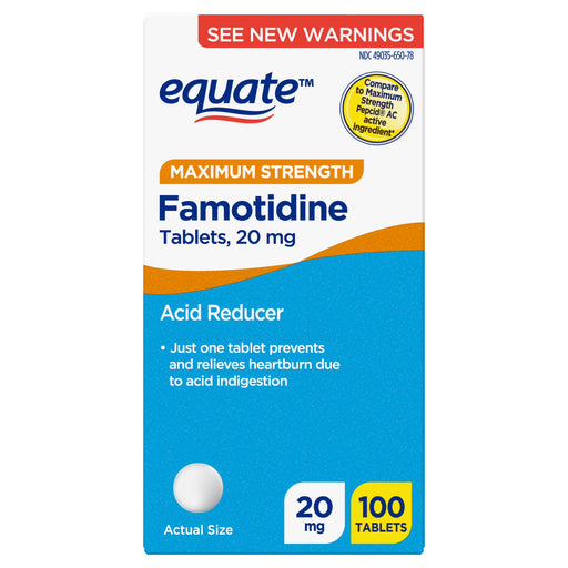 Equate Famotidine 20mg Acid Reducer Tablets - 100 Tablets Medicine & Drugs