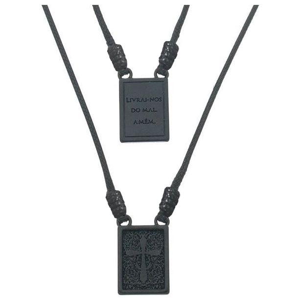 Scapular Deliver Us From Evil Amen Cord Men's Necklace  - Male Jewelry