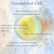 Clara & Fritz Tallow Shop Essential Soothing Recovery Body Balm with Infused Calendula Lotion & Moisturizer