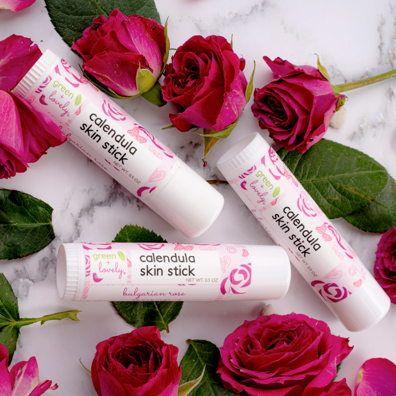 Green + Lovely Bulgarian Rose Calendula Skin Stick - Organic Lotion Stick - Travel Size