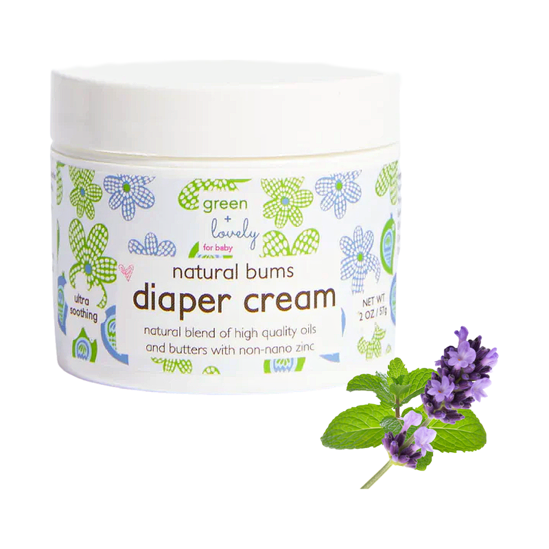 Green + Lovely Natural Bums Diaper Rash Cream - Effective Natural Diaper Cream - 2 oz. Natural Bums Diaper Rash Cream Organic
