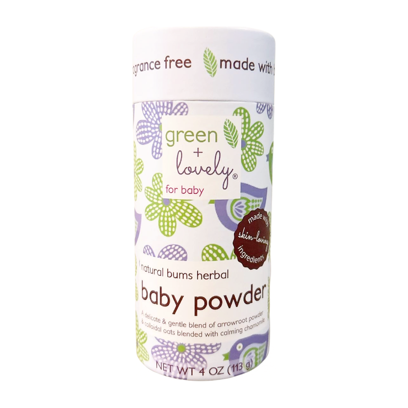 Green + Lovely Natural Bums Organic Soothing Herbal Baby Powder - 6 oz Baby Powder