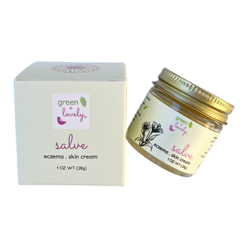Green + Lovely Salve with added Comfrey, Healing, Organic Skin Cream {glass} Nature's Herbal Calendula Salve. Healing Ointment.