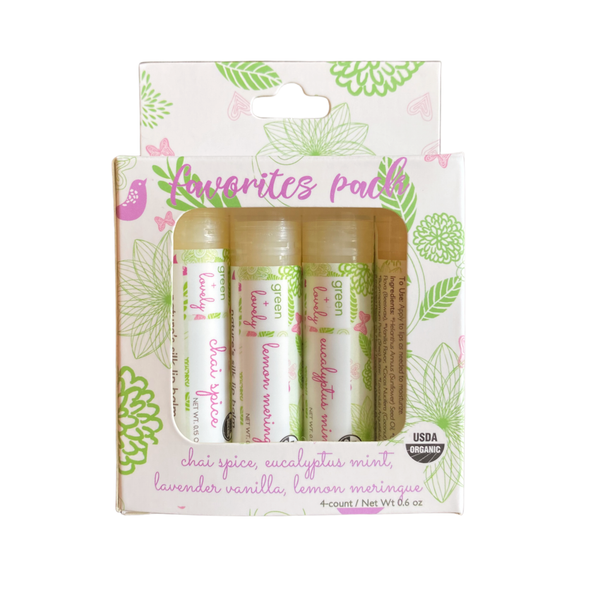 Green + Lovely Variety Lip Set - Organic Nature's Silk Lip Balm Lip Balm
