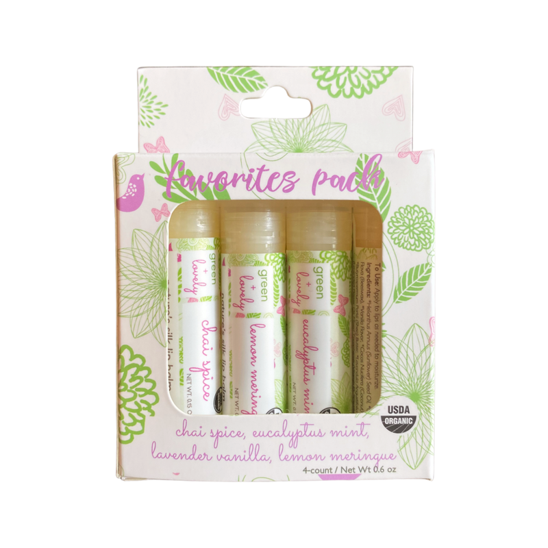 Green + Lovely Variety Lip Set - Organic Nature's Silk Lip Balm Lip Balm