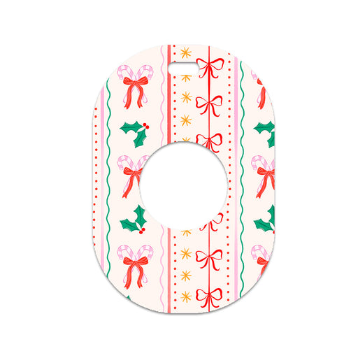 Peelz Holly Jolly Ribbon Eversense 365 Smart Transmitter Sticker - Pump Peelz Peelz/Stickers