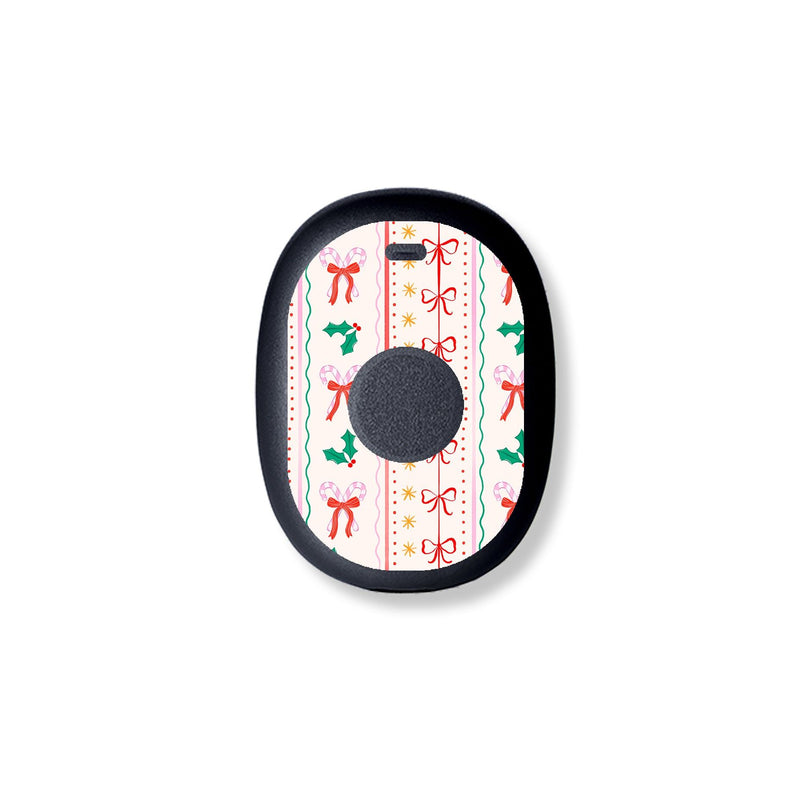 Peelz Holly Jolly Ribbon Eversense 365 Smart Transmitter Sticker - Pump Peelz Peelz/Stickers