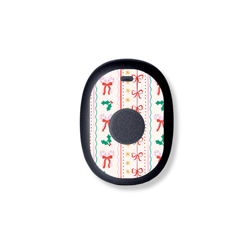 Peelz Holly Jolly Ribbon Eversense 365 Smart Transmitter Sticker - Pump Peelz Peelz/Stickers