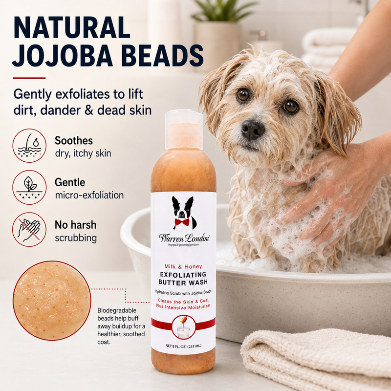 Warren London Exfoliating Butter Wash Dog Shampoo Gallons - With Natural Jojoba Beads Spa Product
