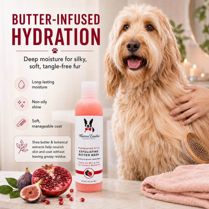 Warren London Exfoliating Butter Wash Dog Shampoo Gallons - With Natural Jojoba Beads Spa Product Misty Rose Pomegranate & Fig,Milk & Honey