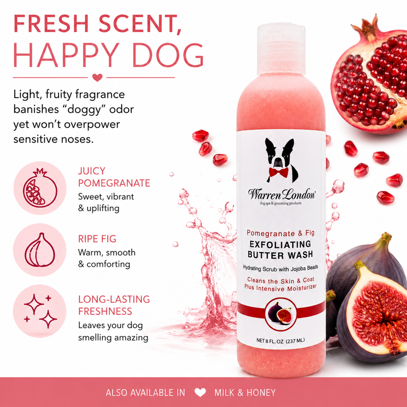 Warren London Exfoliating Butter Wash Dog Shampoo Gallons - With Natural Jojoba Beads Spa Product White Smoke Pomegranate & Fig,Milk & Honey