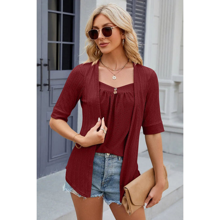 Eyelet Half Sleeve T-Shirt