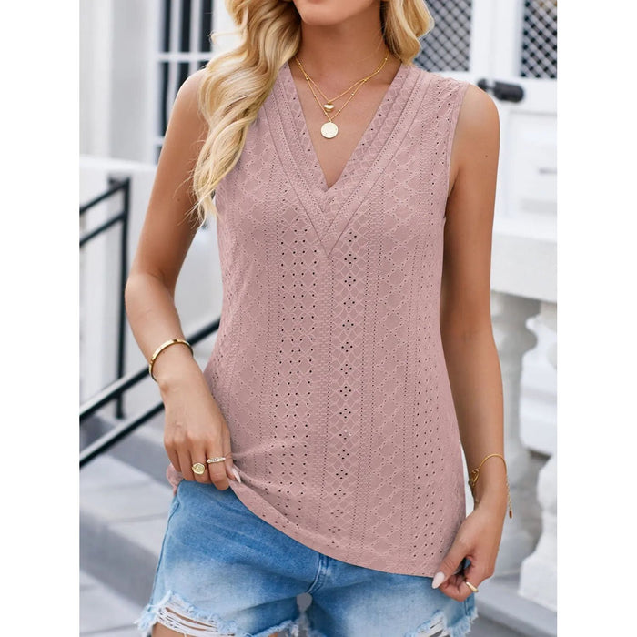 Eyelet V-Neck Tank