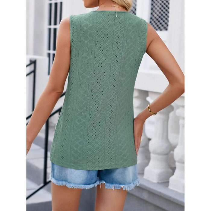 Eyelet V-Neck Tank