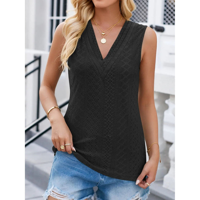 Eyelet V-Neck Tank