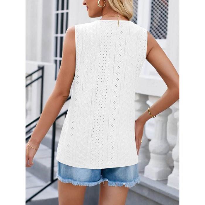 Eyelet V-Neck Tank