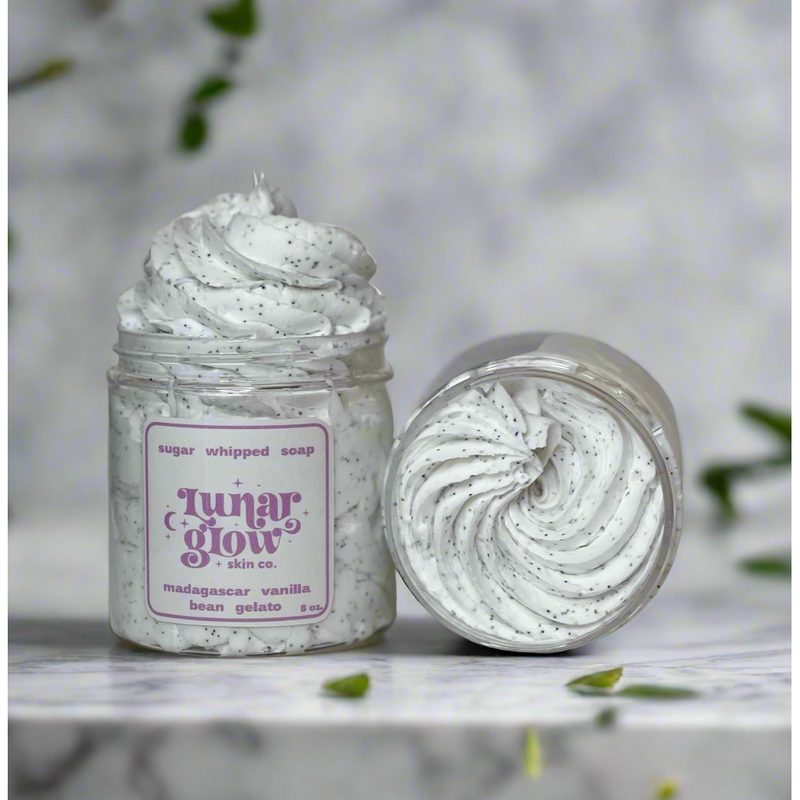 Lunar Glow Skin Co. Madagascar Vanilla Bean Gelato Sugar Whipped Soap whipped soap