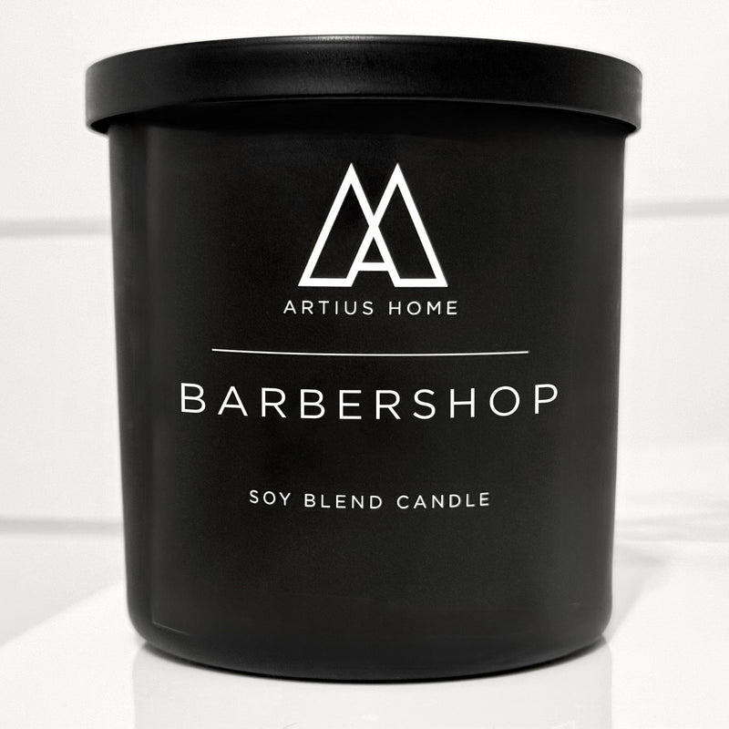 Artius Man Barbershop Wood Wick Candle – Bay Rum, Powder, and Classic Barbershop (10 oz) candle
