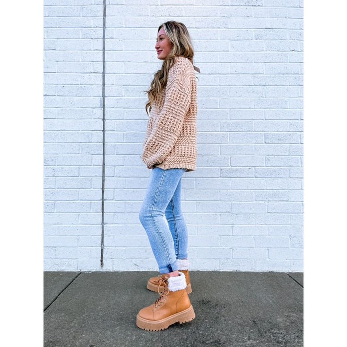 Jessi Lace Up Boot in Tan