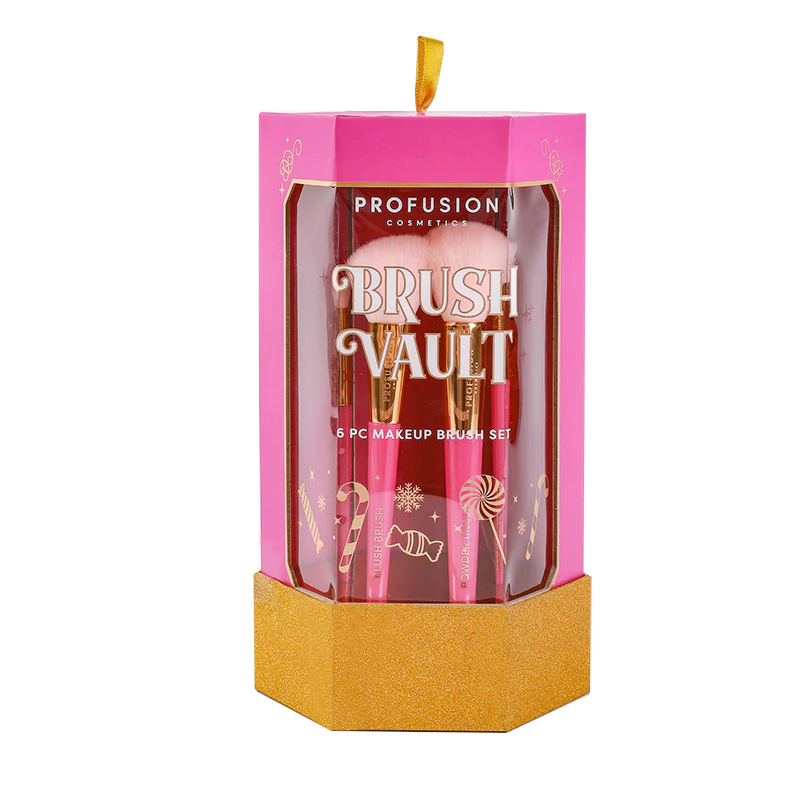 Profusion Cosmetics Sweet Holiday | 6-pc Face & Eye Brush Vault Makeup Brushes