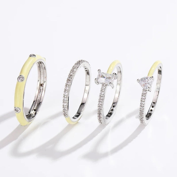 Pastel Glam Ring Set Of 4