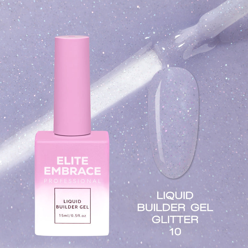 nbmsupply ELITE EMBRACE Professional Liquid Builder Gel Glitter 10 15ml ELBGG1015
