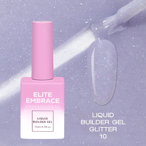 nbmsupply ELITE EMBRACE Professional Liquid Builder Gel Glitter 10 15ml ELBGG1015
