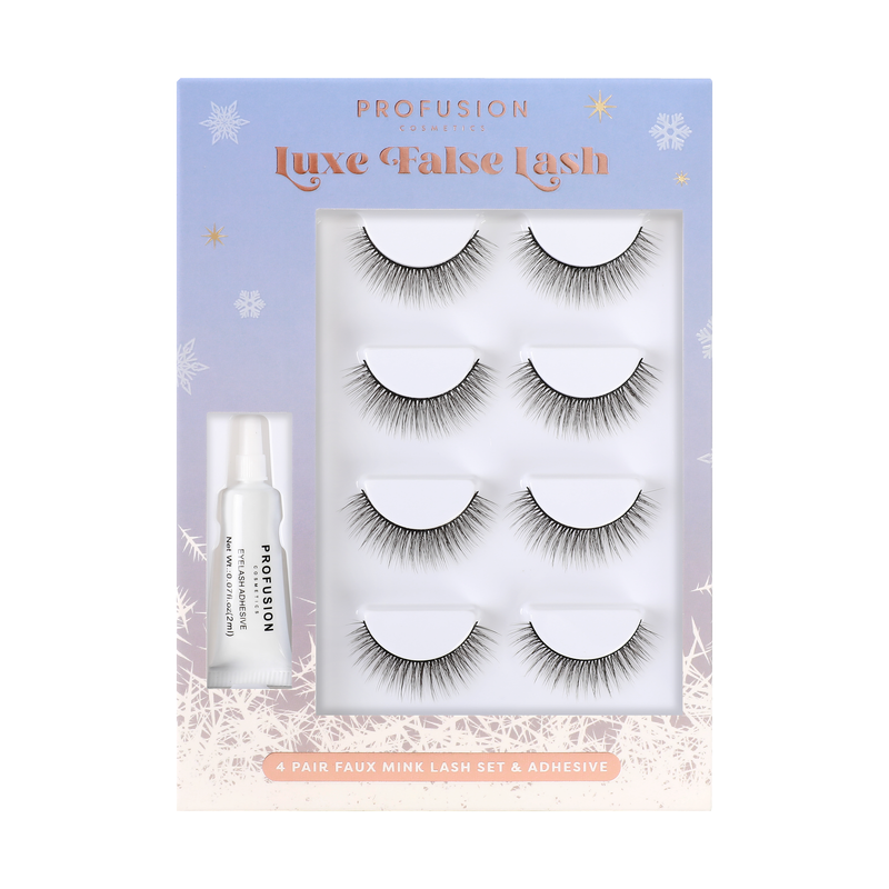 Profusion Cosmetics Frosted Snow Sparkle | 4 Pair Luxe False Lash Set Eye