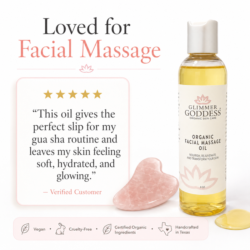Glimmer Goddess® Organic Skin Care Organic Facial Massage Oil – Anti-Aging Treatment Moisturizers