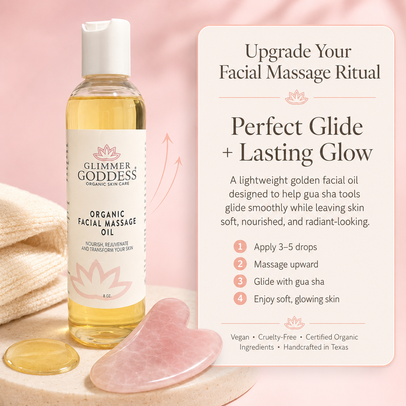 Glimmer Goddess® Organic Skin Care Organic Facial Massage Oil – Anti-Aging Treatment Moisturizers