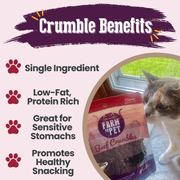 Farm To Pet Beef Crumbles Cat Treats | High Protein Treats for Cats Crumble