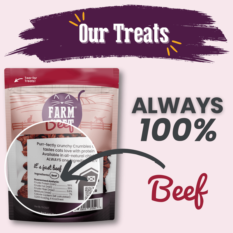 Farm To Pet Beef Crumbles Cat Treats | High Protein Treats for Cats Crumble
