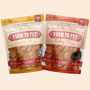Farm To Pet Turkey & Chicken Chip Dog Treat Duo | Single-Ingredient Poultry Treats for Dogs Chip