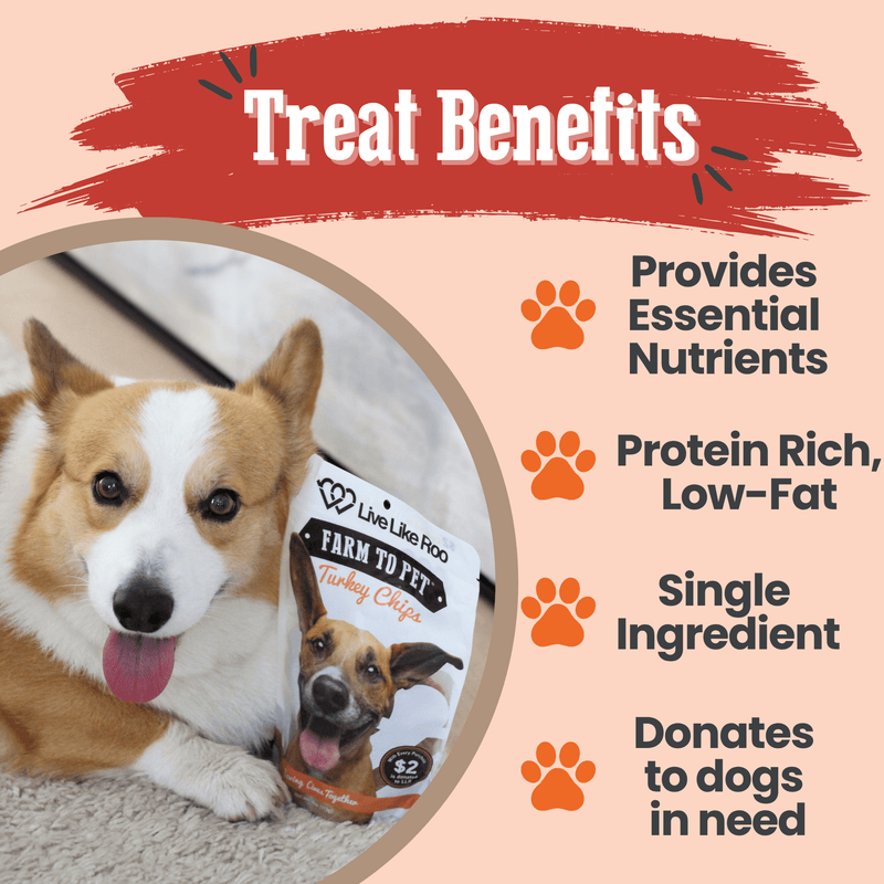 Farm To Pet Live Like Roo Turkey Chips for Dogs | Dog Treats That Give Back Chip