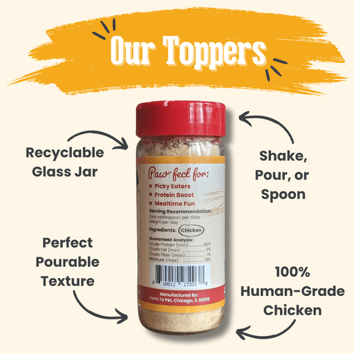 Farm To Pet Treat Topper Chicken Dog Food Topper | Healthy Meal Supplement for Dogs Topper