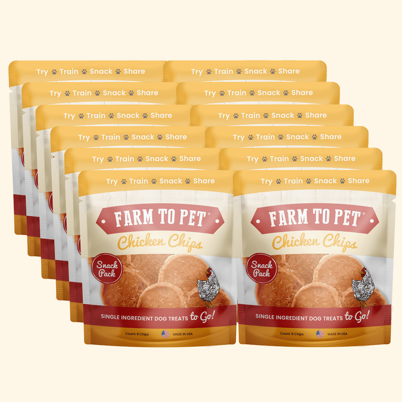 Farm To Pet Chicken Chips Snack Pack Bundles | Dog Party Favors & Training Treats Snack Pack Seashell 6 Pack,12 Pack,24 Pack