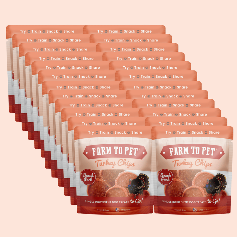 Farm To Pet Turkey Chips Snack Pack Bundles | Low Allergen Treats for Training Snack Pack