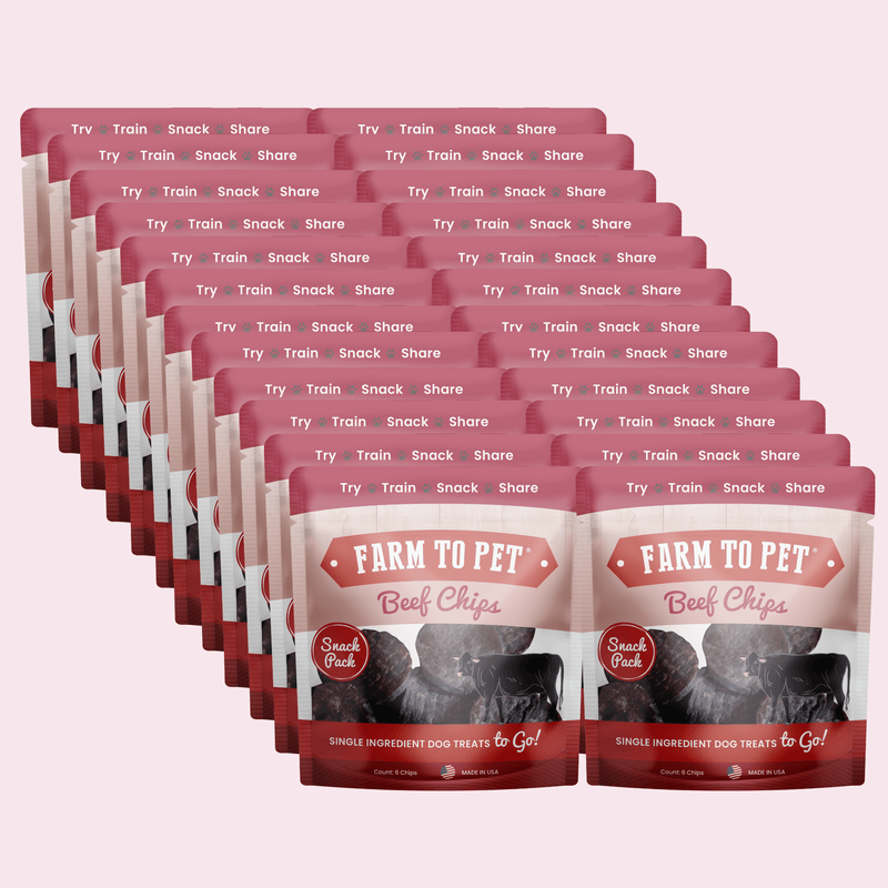 Farm To Pet Beef Chips Snack Pack Bundles | Dog Treats for Training & Travel Snack Pack