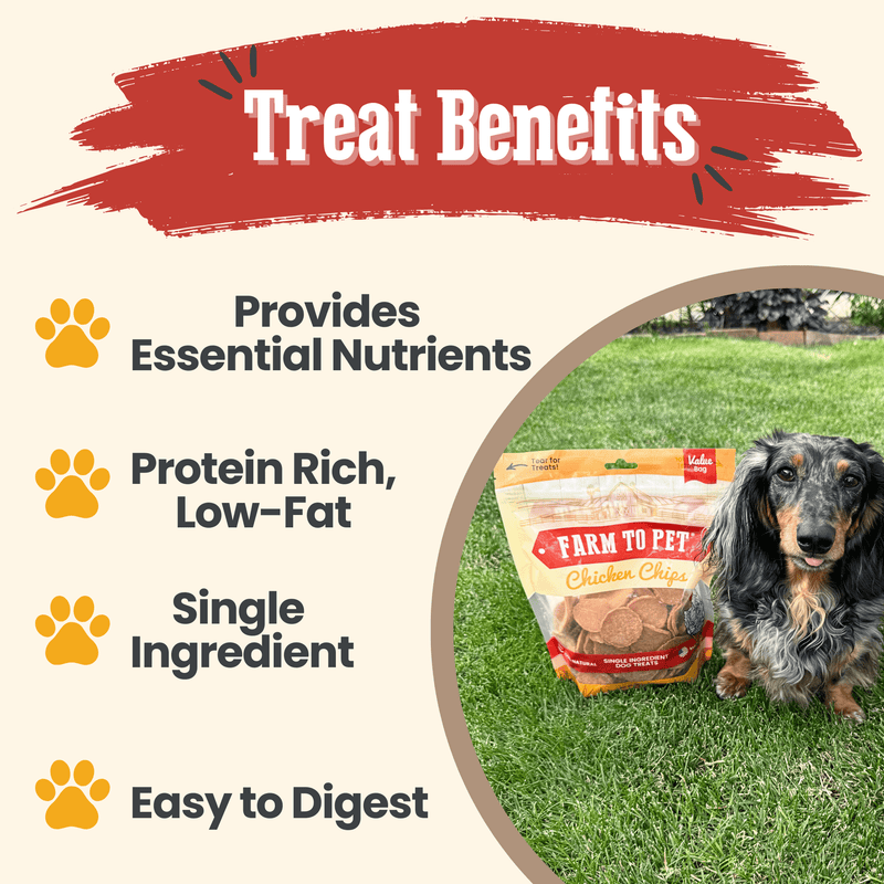 Farm To Pet Chicken Chips for Dogs | All-Natural Single-Ingredient Dog Treats Chip