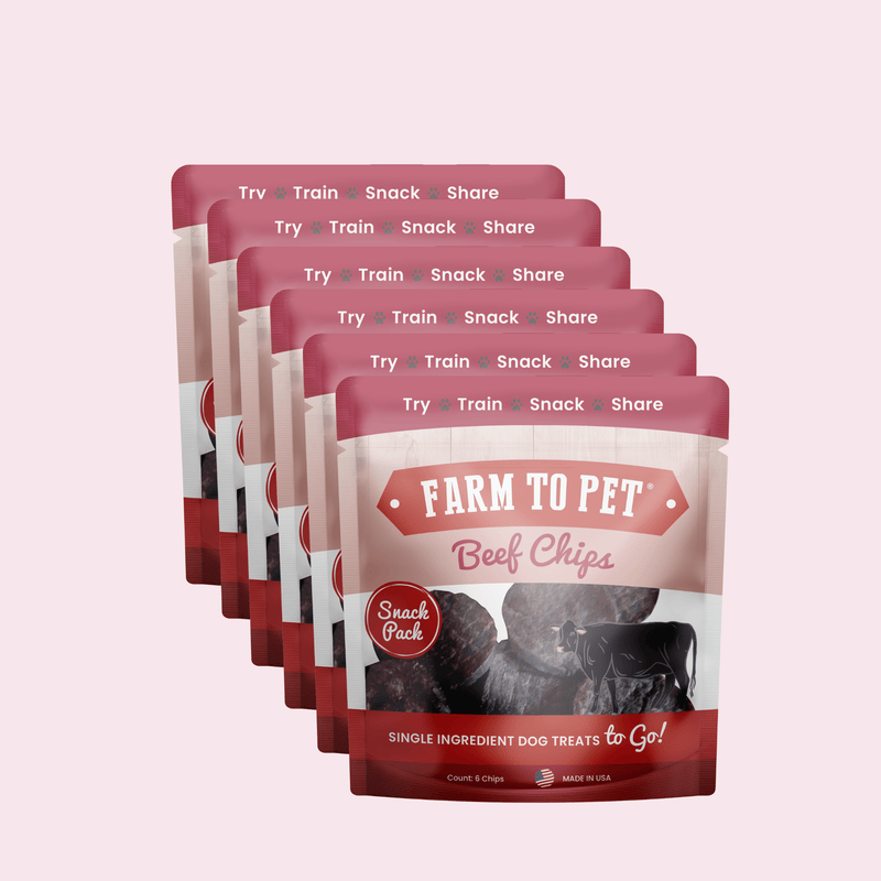 Farm To Pet Beef Chips Snack Pack Bundles | Dog Treats for Training & Travel Snack Pack